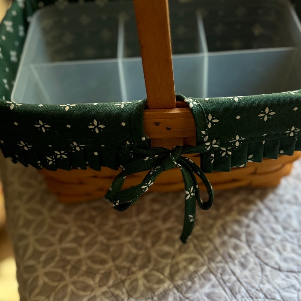 Longaberger basket Green and Brown Woven with Handle